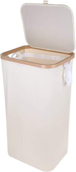 Wasmand met Deksel – Opvouwbare Wasmand – Wasbox 100L – Wassorteerder met Binnenzak – Beige – Voor Badkamer, Slaapkamer en Wasruimte — thumbnail 1