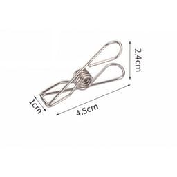 20 stuks - Multifunctionele winddichte wasknijpers - kledingrek van roestvrij staal - duurzame metalen klemmen - voor kleding, handdoeken en wasgoed - 4.5×1.2×2.4cm - zilver — thumbnail 2
