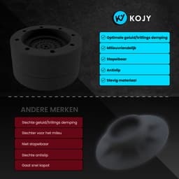 KOJY Wasmachine Trillingsdempers - Verhoger - 8 Stuks - Stapelbaar - Zwart - voor Wasmachine en Wasdroger — thumbnail 3