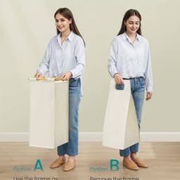 3-Vakken Wasmand met Plank en Zijvakken – Tot 150L – 3×50L Waszakken – 94×33×78 cm – Was Sorteerder — thumbnail 5