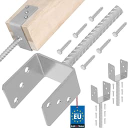 Paaldragers voor Beton - Paalankers Bodemhuls - Houten Palen Bevestigen - Thermisch Verzinkt Staal - 101 mm Breed — thumbnail 1