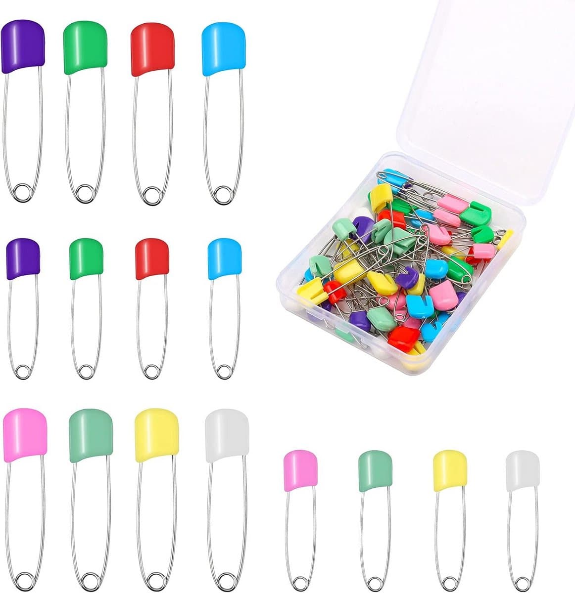 Luier Pins - Veiligheidsspelden Klemmen - Baby Verzorging - Roestvrij Staal - 50 Stuks - Veelkleurig — afbeelding 1