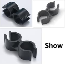 Dubbele clips pijpklemmen voor PVC kunststof planken - 20 stuks - zwart - bevestigingsaccessoires. — thumbnail 5