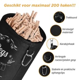 Grote wasknijperzak - Waterdicht - Voor 150-200 knijpers - Zwart — thumbnail 4