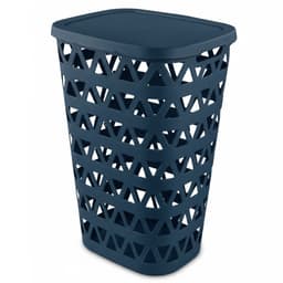 Curver Wasmand met deksel - ventilatiegaatjes - blauw - kunststof - 55 ltr - 42 x 34 x 60 cm — thumbnail 1
