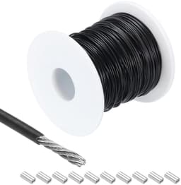 Allecta - Metalen Kabel van Roestvrij Staal 30 Meter - Vinyl Gecoat - Wasrek Ophangen - Zwart — thumbnail 1
