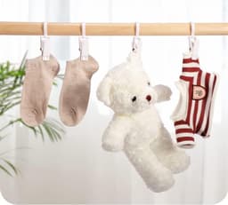 Wasknijpers - 10 stuks - Met haak - Anti slip - plastic - Drooghaak voor kleding - 360 graden draaibaar - Wasrek knijpers - Binnen en buiten - Draagbare antislip plastic hangers clips - Veelzijdig - Wit — thumbnail 5