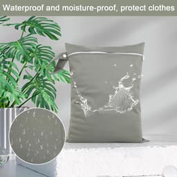 Set van 2 waterdichte natte zakken, herbruikbare waszakken voor reizen en wasmachine - 40 x 30 cm - met ritssluiting - geschikt voor badpakken, sportkleding en luiers - grijs/roze. — thumbnail 5