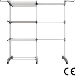 Uitschuifbaar droogrek - wasrek van 3 etages met 6 inklapbare vleugels - lengte 66-130 cm - inklapbaar wasrek voor binnen en buiten - grote gezinnen — thumbnail 2