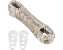 Extra Sterke Waslijn 3mm x 50m met Stalen Kern - Geschikt voor Buiten, Tuin en Camping