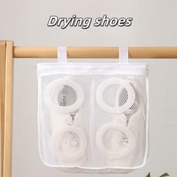 2 stuks Schoenwaskous met ringe - Sneaker waszak - Schoenbeschermer voor de wasmachine - Herbruikbaar - Waszak van mesh met ritssluiting - beschermend wasnet geschikt voor machinewassen en - drogen - 28*24.5*8cm — thumbnail 5