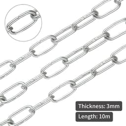 Roestvrijstalen ketting 5m Ø 3mm per meter - corrosiebescherming - roestbestendig - omheiningen - hondenketting - drogen wasrek - zilver — thumbnail 5