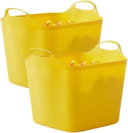 Excellent houseware flexibele kuip / emmer - 2x - geel - 25 l - kunststof - 40 x 35 cm - met handvatten — thumbnail 1