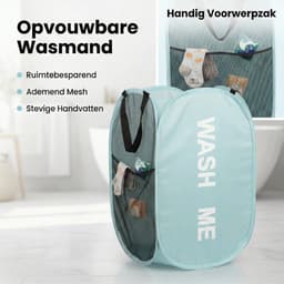 Wasmand opvouwbaar - 75L - Ademend polyester mesh - Met handvatten - blauw — thumbnail 2