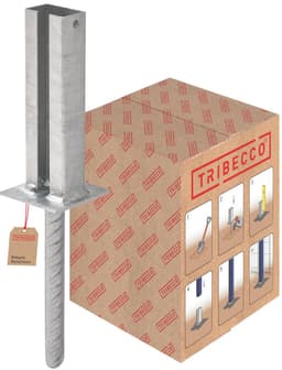 Grondanker met Betonanker voor 60x40mm Metalen Hekpaal - Verzinkt Stalen Paalanker — thumbnail 1