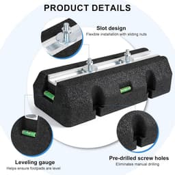 Warmtepomp Voetstukken - Trillingsdempers Rubber - Stabiele Montage - Inclusief Waterpas - 450 mm Lengte - Zwart — thumbnail 3