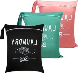 Set van 3 handige waszakken voor op reis - vuile kledingtas - natte tas voor sportschool, wassen, zwembad - 38 x 48 cm - ideaal voor yoga en dormitory — thumbnail 1