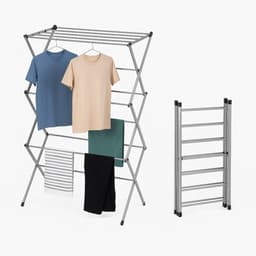 Signature Home Vigo Droogrek - wasrek inklapbaar - 3 Tier - Wasrek uitschuifbare - Metalen - Wasserij Droogrekken - Donker Grijs- 44-76cm — thumbnail 1