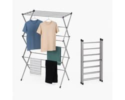 Signature Home Vigo Droogrek - wasrek inklapbaar - 3 Tier - Wasrek uitschuifbare - Metalen - Wasserij Droogrekken - Donker Grijs- 44-76cm — afbeelding 1