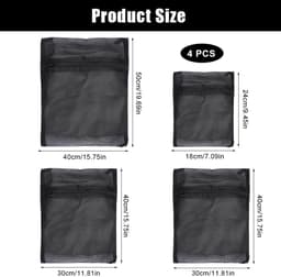 Unyqoos® Set van 4 Zwarte Wasnetten voor Wasmachine, Bescherming voor Fijne Was en Gordijnen — thumbnail 3