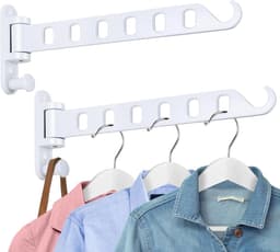 Opvouwbaar Telescopisch Droogrek - 2 stuks - Inklapbaar Wanddroogrek - Wandmontage voor Kleding - Uitklapbaar Kledingrek Wand - Verplaatsbaar Wanddroogrek voor Kleding - Droogrek voor kleding aan de muur - Droogrek voor wasgoed - Wit — thumbnail 1