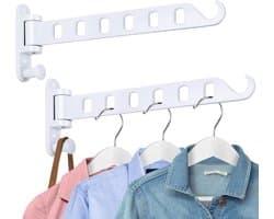 Opvouwbaar Telescopisch Droogrek - 2 stuks - Inklapbaar Wanddroogrek - Wandmontage voor Kleding - Uitklapbaar Kledingrek Wand - Verplaatsbaar Wanddroogrek voor Kleding - Droogrek voor kleding aan de muur - Droogrek voor wasgoed - Wit — afbeelding 1