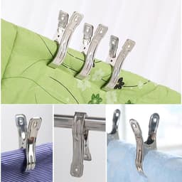 6 Stuks Wasknijpers, Roestvrij Stalen Clips, 12cm Lange Strandhanddoekenklemmen voor Wasgoed, Strandhanddoek, Badhanddoek, Beddengoed, Tapijt en Dikke Kleding — thumbnail 4