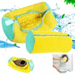 2 stuks wasnet - schoenwaszak - wasmachine met ritssluiting - 360 graden reinigingspluisjes - verhoogde interne wrijving - schoenen voor geelblauw — thumbnail 1