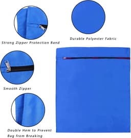 Waszakken voor huisdieren - Waszakken van twill polyester - Grote waszakken met rits - Voorkomt dat waszakken verstopt raken door dierenhaar - wasmachine, 70 x 80 cm，waszak voor huisdieren voor honden, katten en konijnen (blauw)- L — thumbnail 5