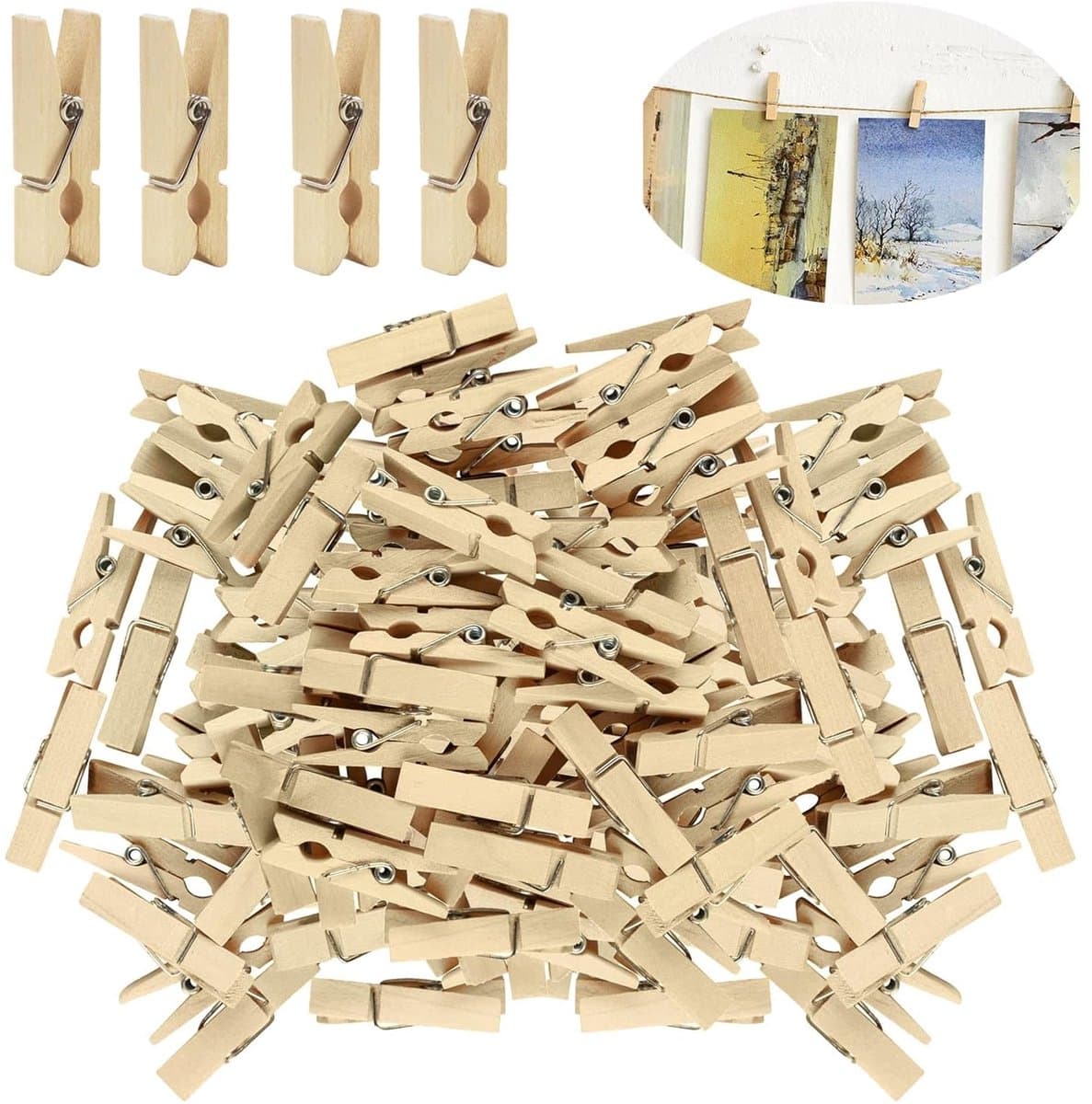 Mini Wasknijpers - Creatief knutselen - set van 400 - natuurlijk hout — afbeelding 1