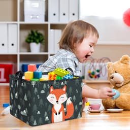 Opbergmand - Met Bosdieren Print - Voor Baby en Kind Speelgoed en Was — thumbnail 3