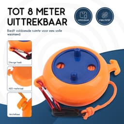 Recalma Waslijn Uittrekbaar - Drooglijnen - Roldrooglijn - Waslijndraad 8 meter - Drooglijn Oprolbaar - Waslijn Camping - Wasdraad — thumbnail 4