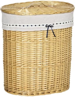 Merax Rieten Wasmand 100L – Met Deksel en Uitneembare Waszak – Handgevlochten Rotan – 51 x 38 x 57 cm – Naturel – Voor Badkamer en Slaapkamer — thumbnail 1