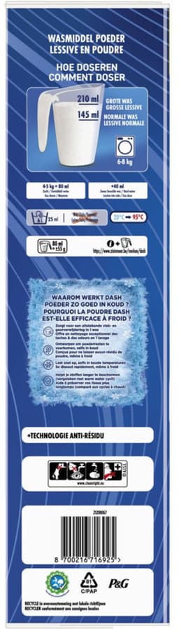 Dash Waspoeder Wasdraad Fris 80 Wasbeurten - 4,4 kg — thumbnail 3