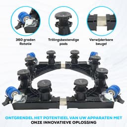 Fleau Home Wasmachine Verhoger PRO - Max 500KG - Met Wielen - Verstelbaar - Droger, Koelkast Kast - Meubelroller - Stapelkit - Opbouwmeubel - Zwart — thumbnail 2