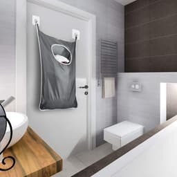 Duurzame hangende wasmand met ruimtebesparende roestvrijstalen haak en rits achter de deur voor badkamer, kinderkamer, reizen, studentenhuis, 2-pack (extra groot - donkergrijs) — thumbnail 3