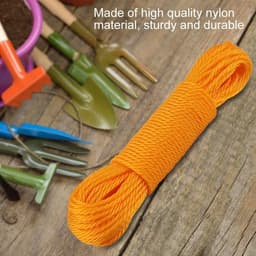 Allecto Plus - Handgeweven katoenen waslijn van 20 meter voor camping en tuin, oranje. — thumbnail 3