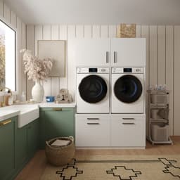 Wasophoogte® Wasmachine Kast Brugge - Wasmachine verhoger - Wasmachine ombouw - 700(D)*1330(B)*2110(H) mm - Wit — thumbnail 2