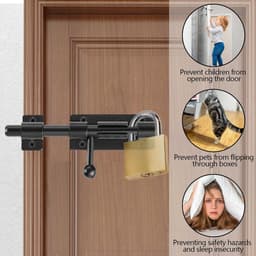 JGS Premium - Voor deurvergrendelingen van 304 roestvrij staal - 2 stuks - zwart - schuifslot voor schuifdeuren - met hangslotgat - 102 cm — thumbnail 5
