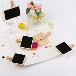 Inovra Plus - Decoratieve houten knijpers - Set van 50 - Mini-schoolbord voor foto's en prijskaartjes - Feest- en levensmiddelenetiketten — thumbnail 3