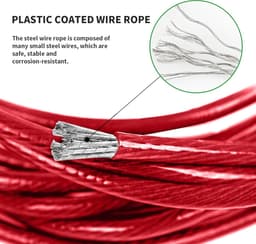 30M Stalen Kern Outdoor Waslijn Heavy Duty Super Waslijn Belasting 220kg Roestbestendige Waterdichte Tuin Waslijn (Diameter 4mm, Rood) — thumbnail 5