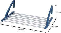 Telescopische wasdroger voor balkon - stevige wasdroger voor binnen en buiten - uitschuifbaar tussen 57-106 cm - roestvrij aluminium - mat zilver — thumbnail 2
