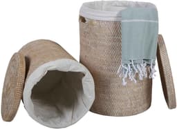 Wasmand met deksel – rotan wasmand – Opbergmand – Rotan White Wash — thumbnail 5