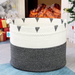 Casaphoria XXXXLarge katoenen touw deken mand 22"x 22" x 16" - geweven wasmand - wasmanden - opbergmand - handdoek luier wasmand - zwart - 22in22in16in - MB2021045 — thumbnail 5