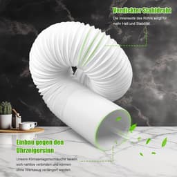 150 mm airconditioningsslang - 2 m lengte - flexibele ventilatieslang - verlenging voor wasdroger en afzuigkap - linksom draaiend — thumbnail 3