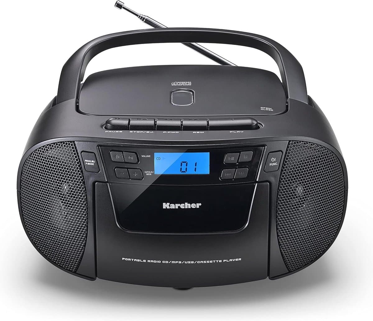 Draagbare Boombox met CD-speler, Cassette en FM-radio - USB & Aux-ingang, Perfect voor Thuis en Op Reis — afbeelding 1