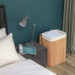 Wasmand Vuile wasmand met handgrepen deksel en uitneembare voering Opvouwbaar en ruimtebesparend Maximaal draagvermogen 20 kg Stevige en duurzame constructie 40 x 30 x 60 cm naturel — thumbnail 3