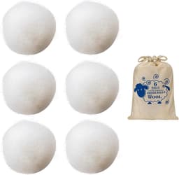 6 stuks woldroogballen, 1 stuk katoenen zak, ecologische droogballen, duurzaam gebruik, droogballen, viltballen, kleding is pluizig en zacht, geschikt voor de droger (wit) — thumbnail 1