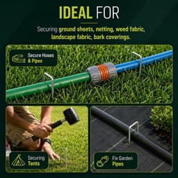 U-vormige metalen tuinpalen - Robuuste verankeringspalen - Gegalvaniseerde, roestvrije palen - Scherpe afgeschuinde uiteinden voor eenvoudige plaatsing in de grond - Stabiliseren tuinelementen-3.0mm*4cm*20cm — thumbnail 3