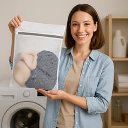 Wasnetjes met ritssluiting - Wit - Set van 4 Waszakken in 2 Maten - Mesh Waszakken voor Delicate Kleding - Voor Wasmachine en Droger — thumbnail 3